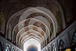 Architectural details of Lal Qila - Red Fort situated in Old Delhi, India, View inside Delhi Red Fort the famous Indian landmarks