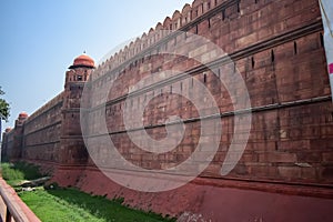 Architectural details of Lal Qila - Red Fort situated in Old Delhi, India, View inside Delhi Red Fort the famous Indian landmarks