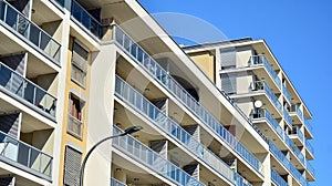 Architectural details of modern apartment building.