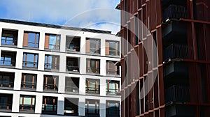 Architectural details of modern apartment building.