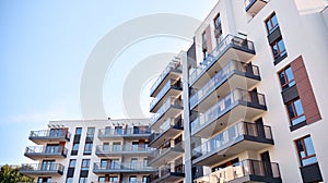 Architectural details of modern apartment building.