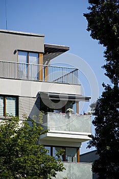 Architectural details of modern apartment building