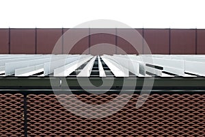 Architectural details of modern office building. Bottom view.