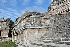 Architectural details of the nunnery building in Uxmal. Yucatan