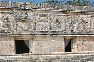 Architectural details of the nunnery building in Uxmal. Yucatan