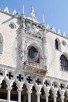 Architectural details of the Palazzo Ducale Doge`s palace in Venise photo