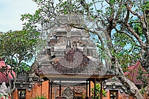 Architectural details of The Pura Taman Saraswati temple. Ubud, Bali