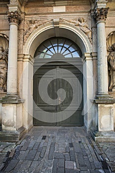 Architectural details of Saint Pyotr's church - cathedral church of Roman Catholic Diocese of Riga, Latvia photo