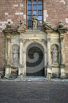 Architectural details of Saint Pyotr's church - cathedral church of Roman Catholic Diocese of Riga, Latvia photo