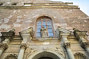 Architectural details of Saint Pyotr's church - cathedral church of Roman Catholic Diocese of Riga, Latvia photo