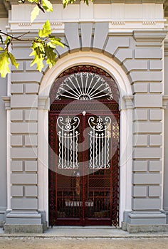 Architectural door detail of thermal Pedras Salgad photo