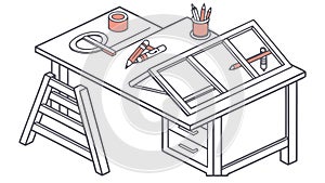 Architectural Drafting Table with Design Tools, vector design Generative AI