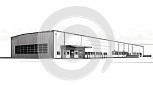 Architectural Drawing of a Modern Industrial Building. Generative ai