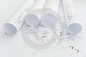 Architectural drawing paper rolls of dwelling for construction