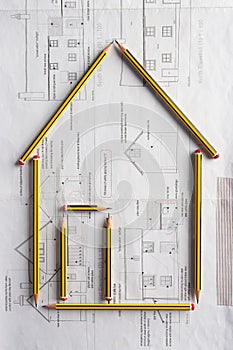 Architectural drawing and pencils