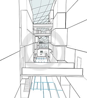 Architectural drawing and perspective