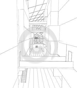 Architectural drawing and perspective