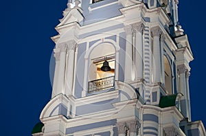 Architectural elements of the bell tower. close up.