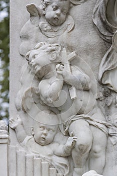 Architectural elements of the Mozart monument created in 1896 in Vienna