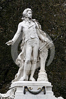 Architectural elements of the Mozart monument created in 1896 in Vienna