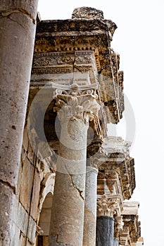 Architectural elements of Nymphaeum building at ruins of Sagalassos, Turkey