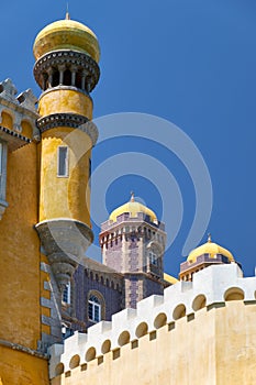 The architectural elements of Pena Palace. Sintra. Portugal