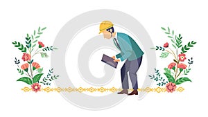 Architectural Engineer with City Sketch, vector design Generative AI