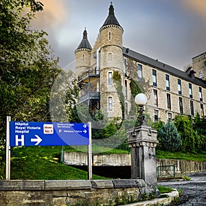 Architectural entrance of the Royal Victoria Hospital