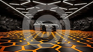Architectural Excellence in Car Garage Design with Trendsetting Hexagon Lighting