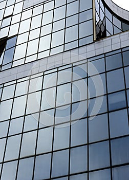 Architectural exterior detail of industrial office building.