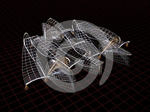 Architectural forms. 3d wire model