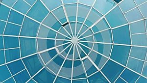 Architectural glass dome of modern office building, structural curving roof