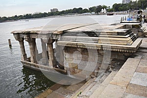 Architectural Heritage Ghat with intricate carvings in stone in Kankaria Lake, was built in the 15th century 1451 by Emperor Qutb-