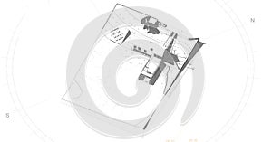 Architectural isometric view with sunpath illustration design