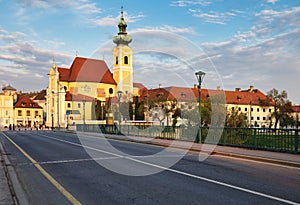 Architectural landmark of Gyor - Carmelite Baroque church, Hungary