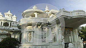 Architectural marvel, beautiful Marble stone carvings. Action. Amazing stone white building.