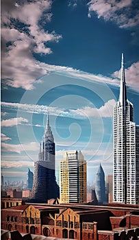 Architectural Marvels against the Skyline illustration Artificial intelligence artwork generated