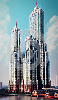 Architectural Marvels against the Skyline illustration Artificial intelligence artwork generated