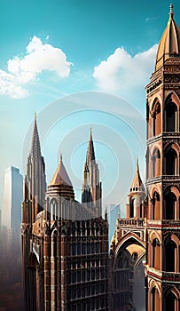 Architectural Marvels against the Skyline illustration Artificial intelligence artwork generated