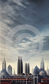 Architectural Marvels against the Skyline illustration Artificial intelligence artwork generated