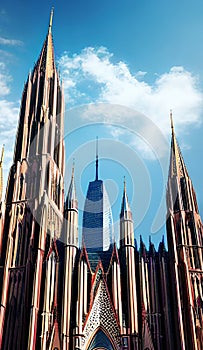 Architectural Marvels against the Skyline illustration Artificial intelligence artwork generated