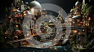 Architectural marvels: 3D fusion of art and design. Created with Generative AI photo