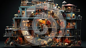 Architectural marvels: 3D fusion of art and design. Created with Generative AI photo