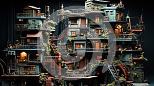 Architectural marvels: 3D fusion of art and design. Created with Generative AI photo
