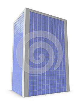 An architectural model of a glass walled skyscraper. office building. White background. photo