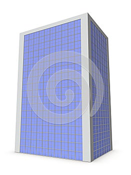 An architectural model of a glass walled skyscraper. office building. White background. photo