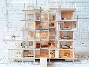 Architectural Model of Modern Multi-Story Building