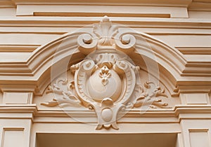 Architectural molding on the wall outside the building