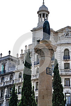 Architectural monument in Plaza Catalunya photo