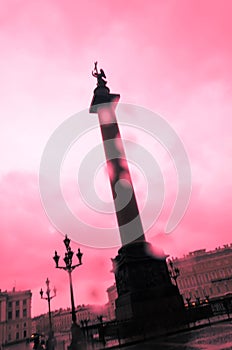 Architectural monuments in the city. close-up photo. the details. the filter is in red tones